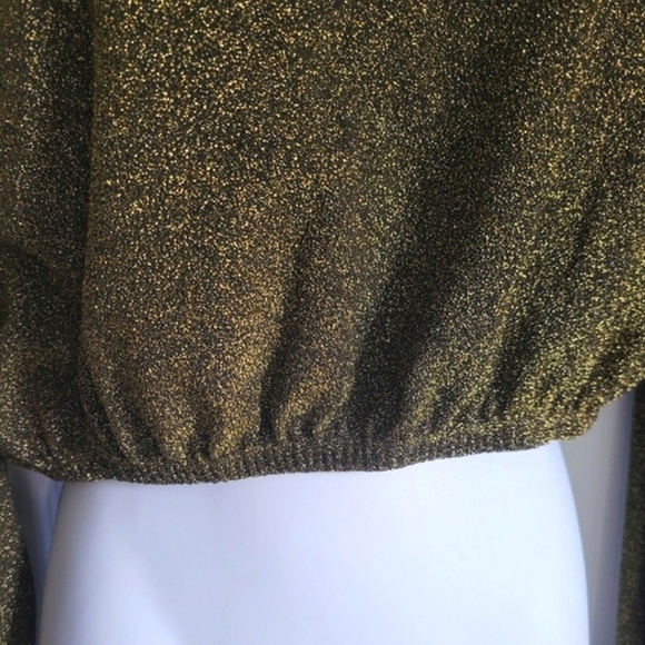 Fashion Nova gold long puff sleeves‎ glittery crop top women's large - Picture 7 of 16